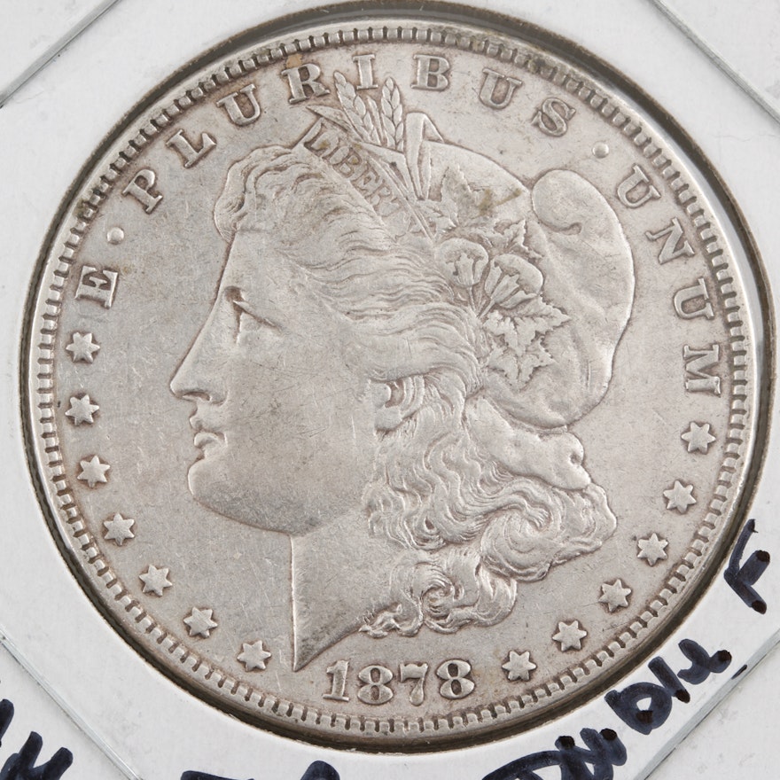 1878 Morgan Silver Dollar 7 Over 8 Feathers VAM 38