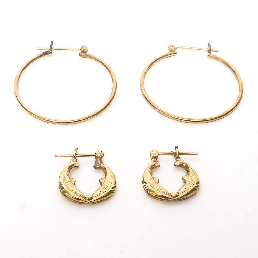 Assortment of 14K Yellow Gold Hoop Earrings