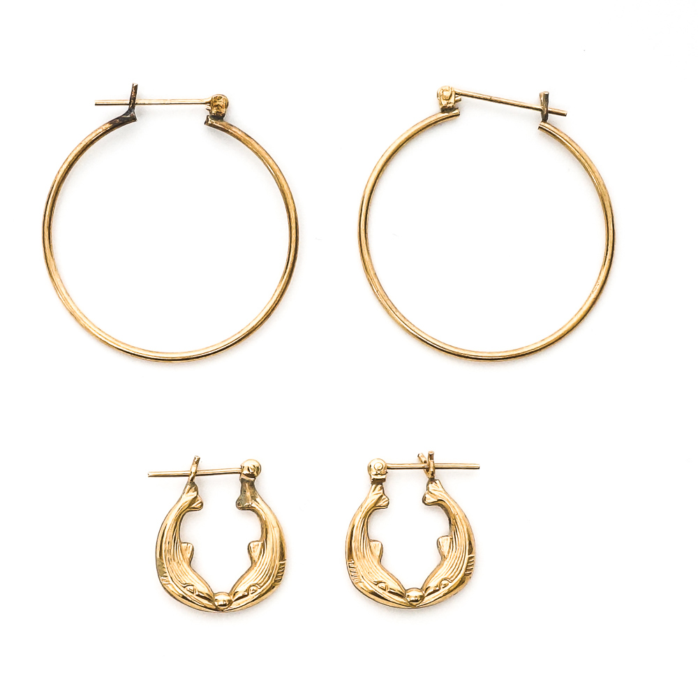 Assortment of 14K Yellow Gold Hoop Earrings