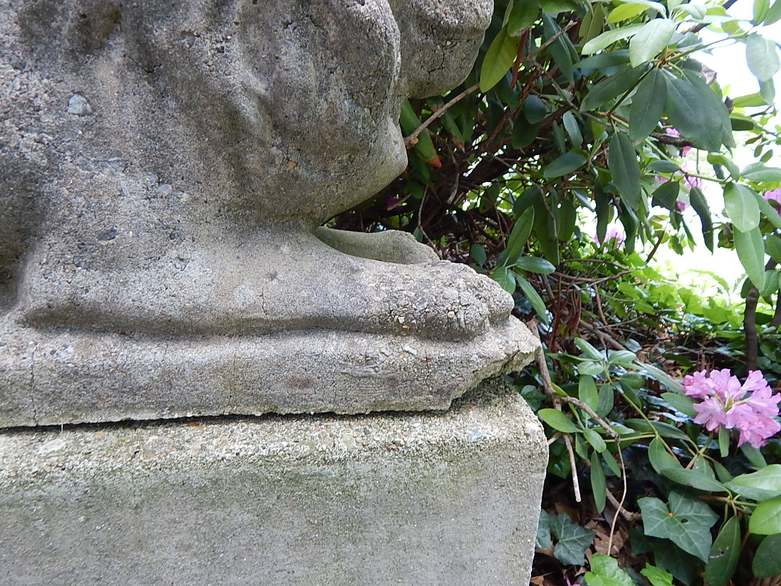 Two Concrete Lion Patio Statues