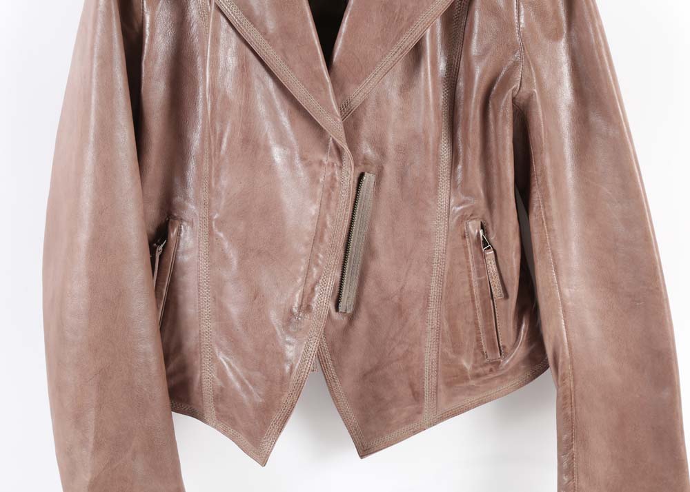 Elie Tahari Distressed Leather Jacket