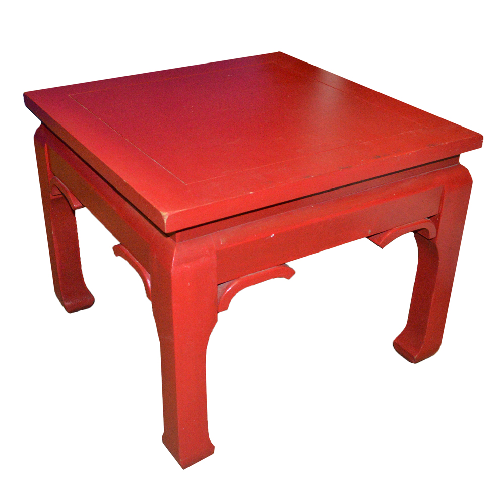 Chinese Inspired Red End Table