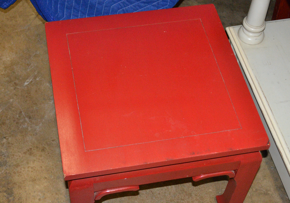 Chinese Inspired Red End Table