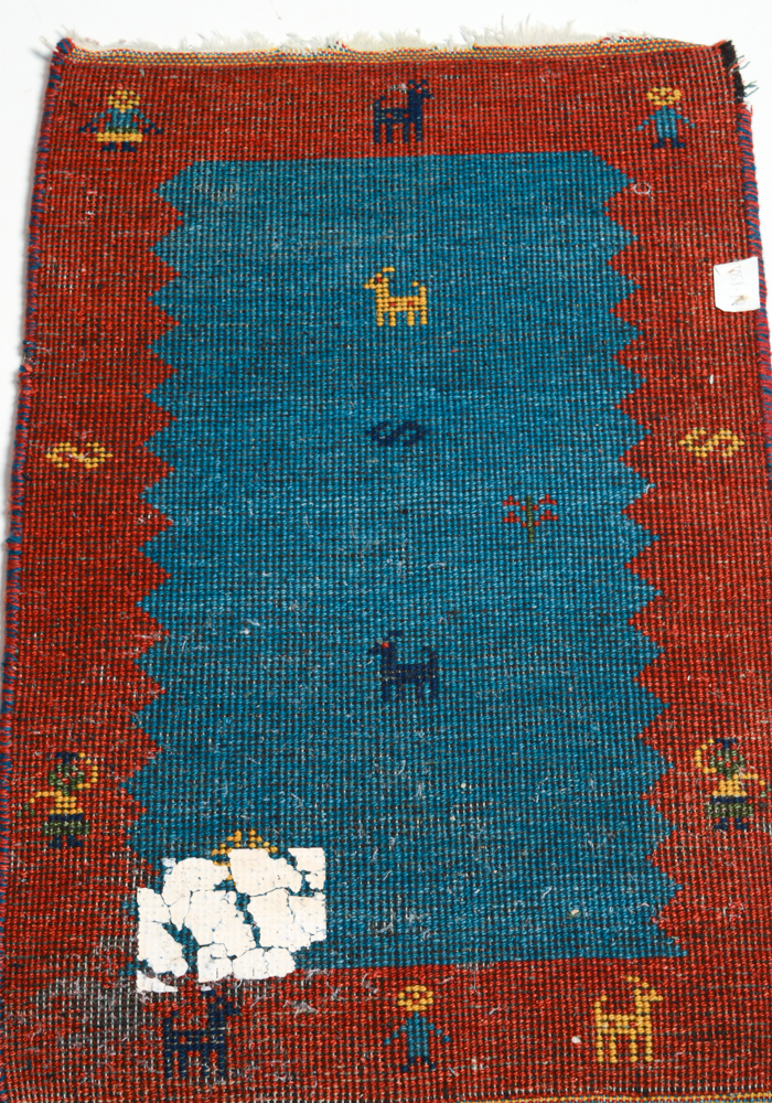 Hand-Knotted Persian Gabbeh Pictorial Accent Rug