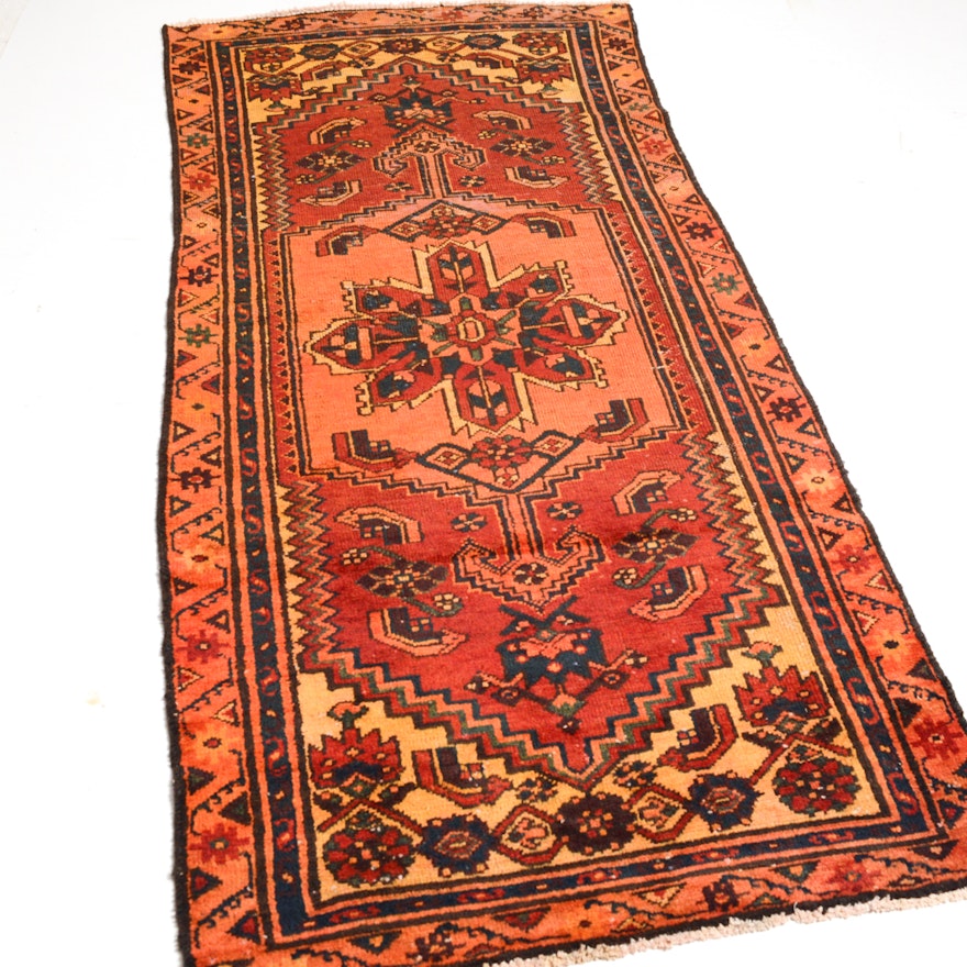 Hand-Knotted Persian Heriz Accent Rug