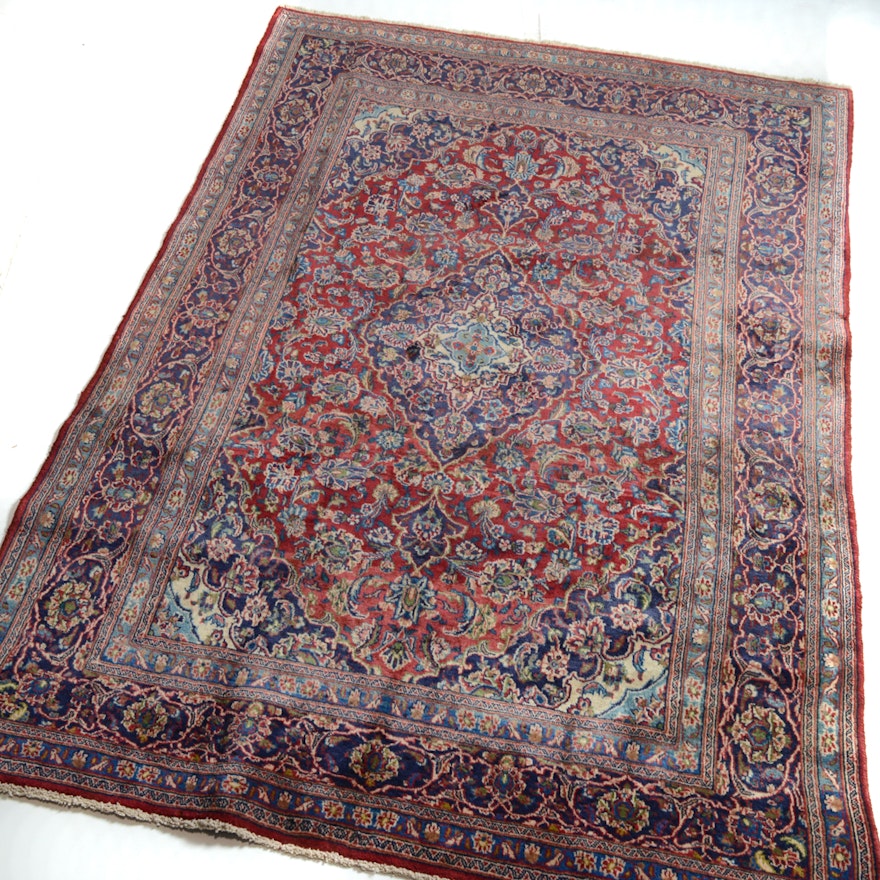 Hand-Knotted Persian Kashan Room Size Rug