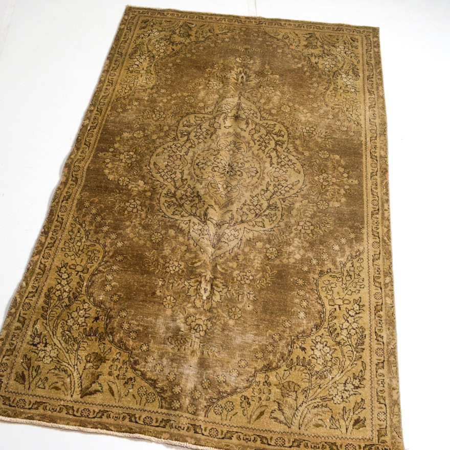 Semi-Antique Hand-Knotted Persian Tabriz Area Rug