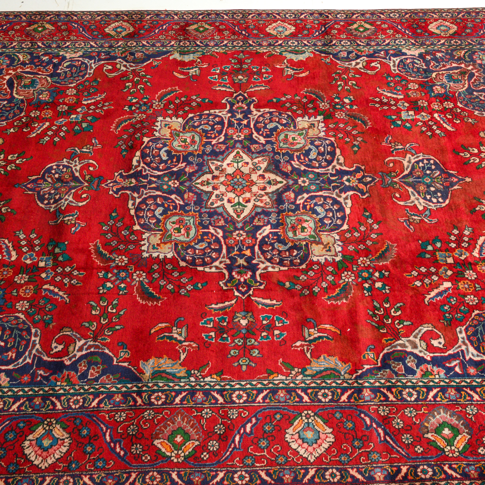 Hand-Knotted Persian Mashhad Room Size Rug