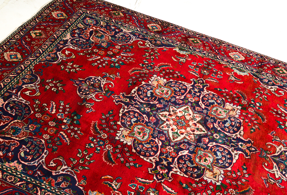 Hand-Knotted Persian Mashhad Room Size Rug