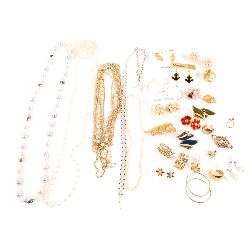 Gold Tone and Imitation Pearl Jewelry Collection