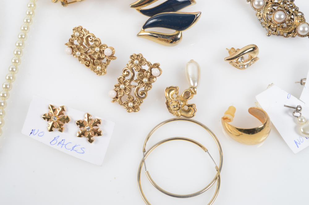 Gold Tone and Imitation Pearl Jewelry Collection