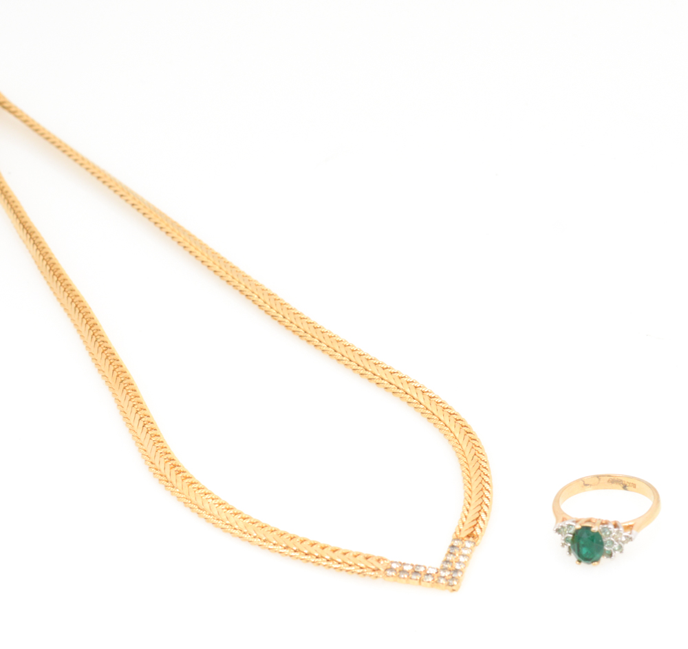Yellow Gold Filled Necklace and Ring