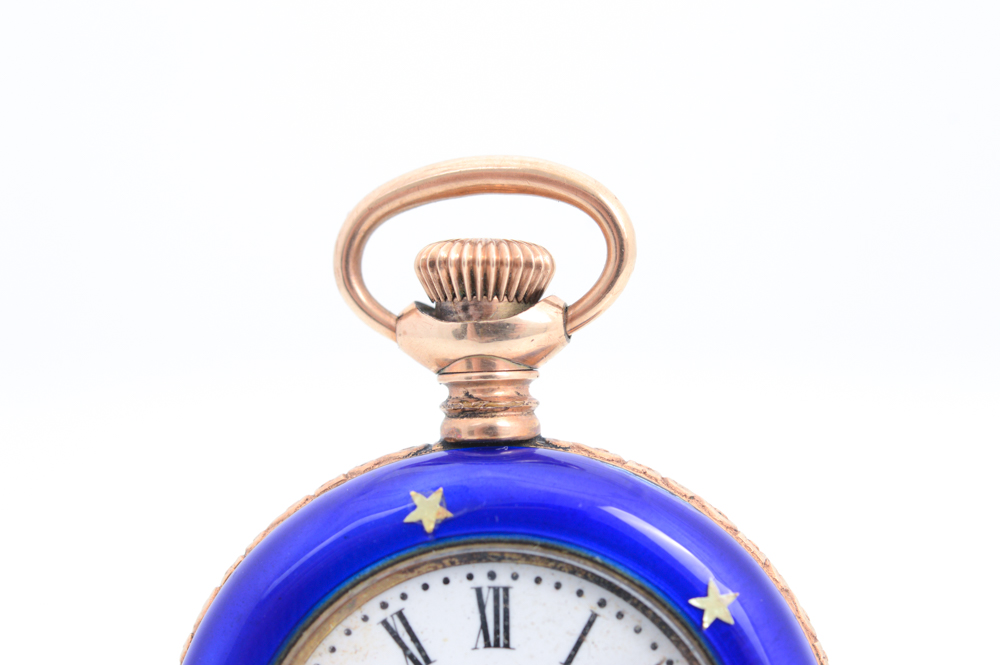 Gold Plated Sterling Silver and Enamel Pocket Watch
