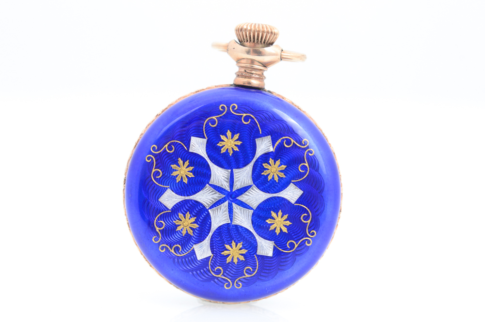 Gold Plated Sterling Silver and Enamel Pocket Watch