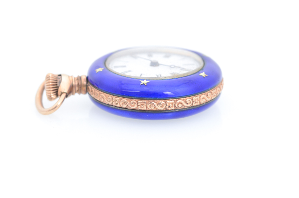 Gold Plated Sterling Silver and Enamel Pocket Watch