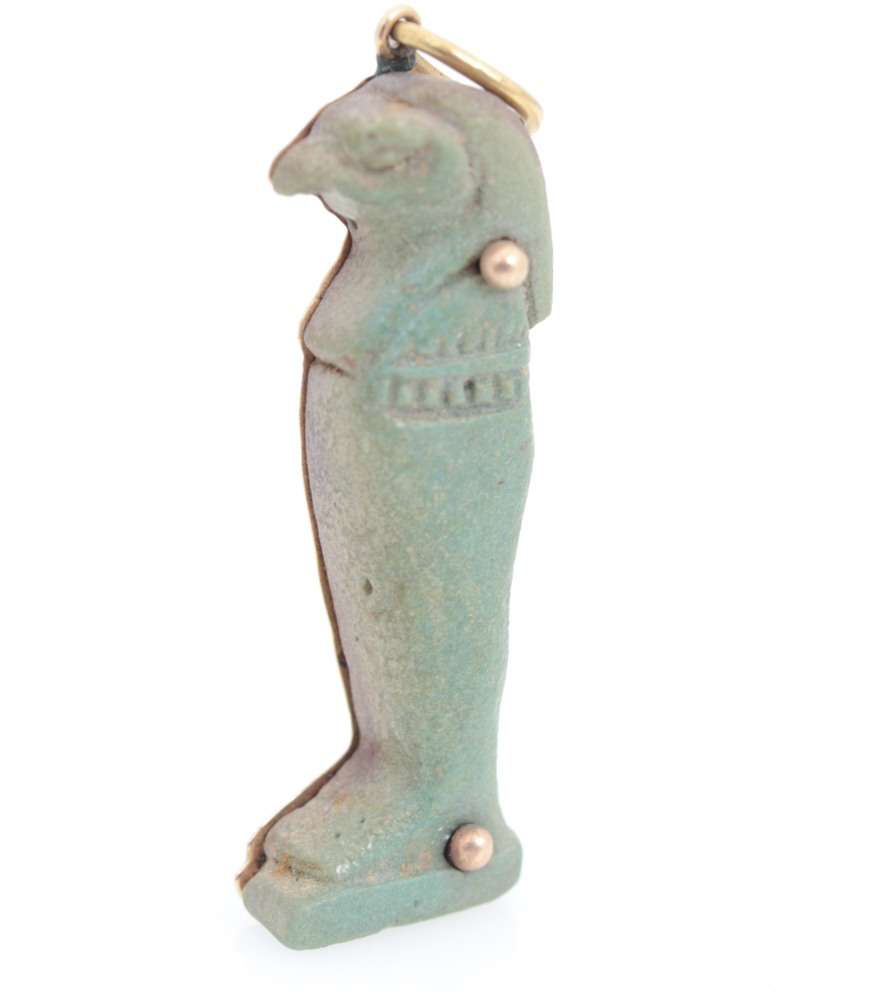 14K Gold and Ceramic Horus Pendant