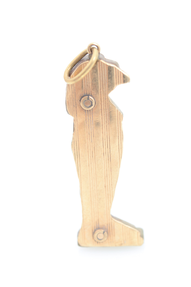 14K Gold and Ceramic Horus Pendant