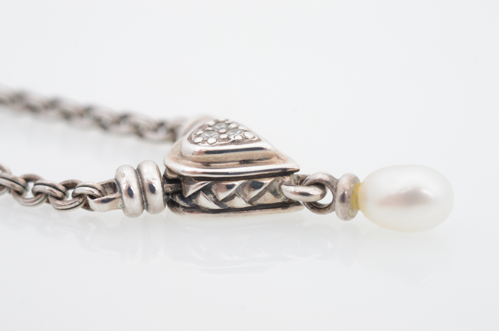 Scott Kay Sterling Silver Diamond and Pearl Necklace