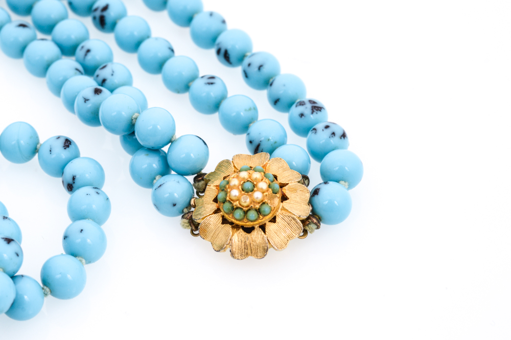 Vintage Turquoise Color Beaded Necklace