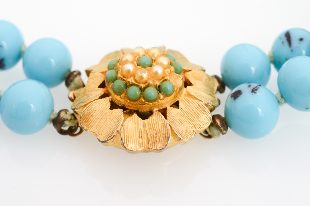 Vintage Turquoise Color Beaded Necklace