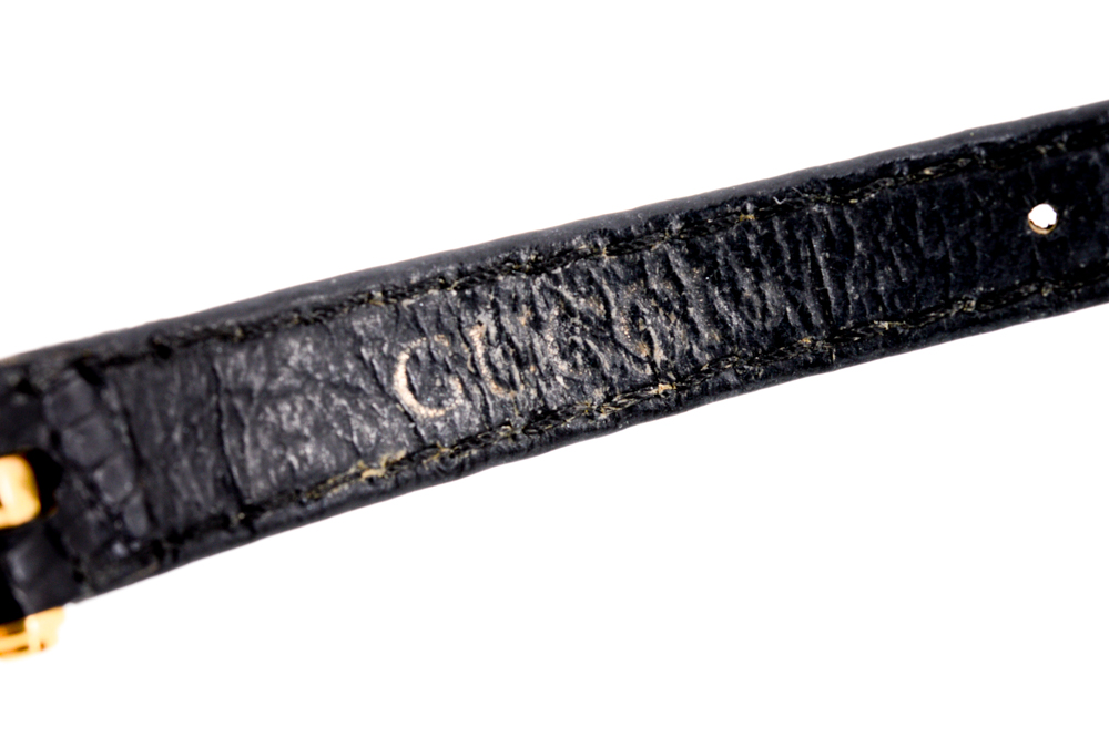 Vintage Gucci Watch with Embossed Black Leather Band