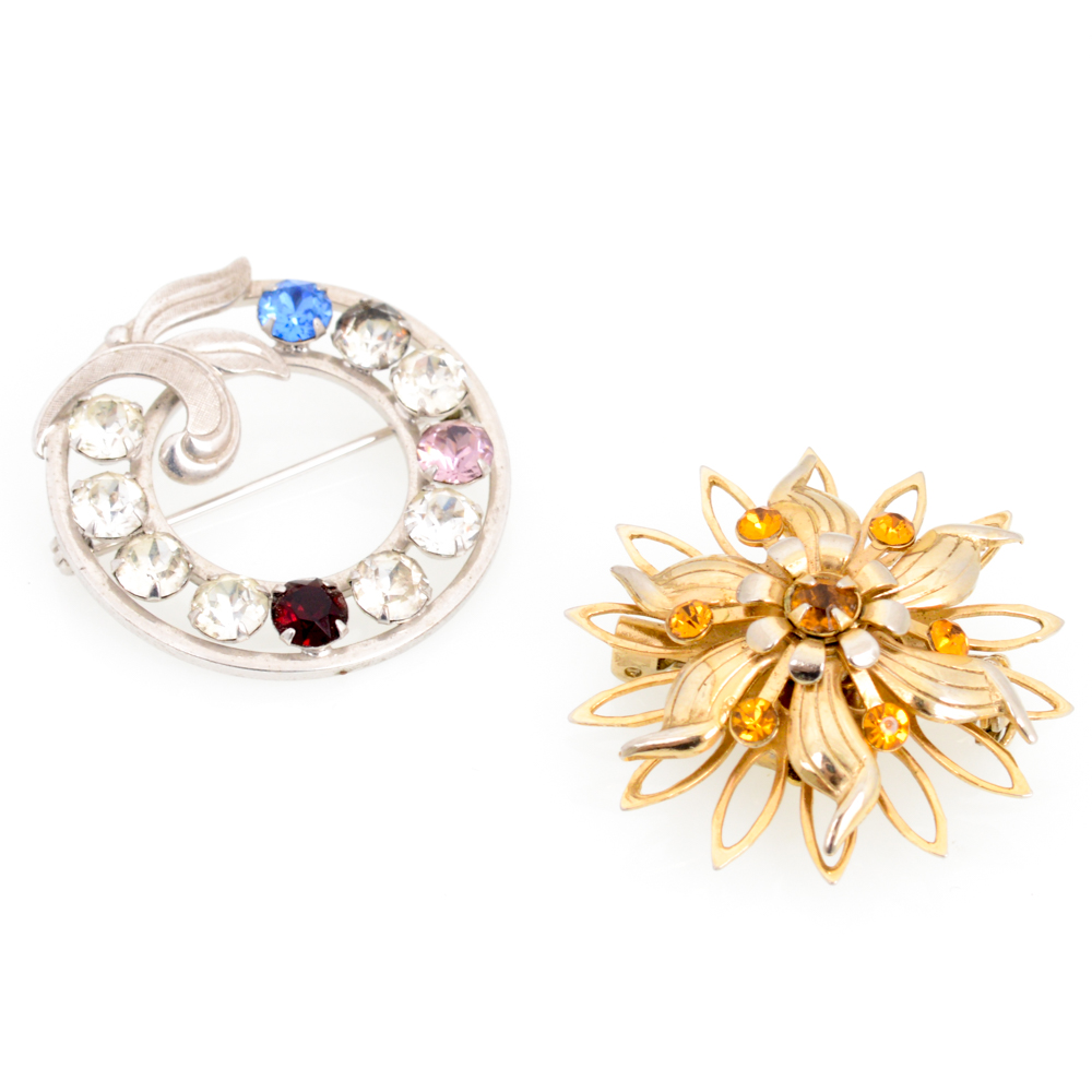 Vintage Sterling Silver and Gold Tone Brooches