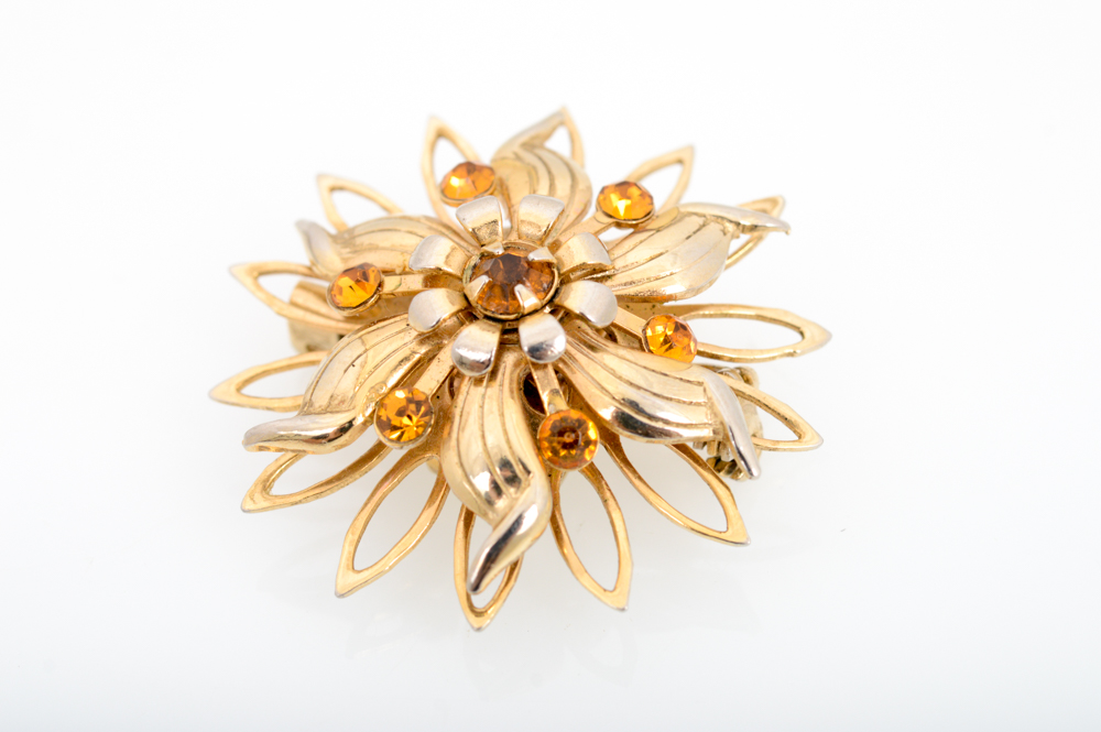 Vintage Sterling Silver and Gold Tone Brooches