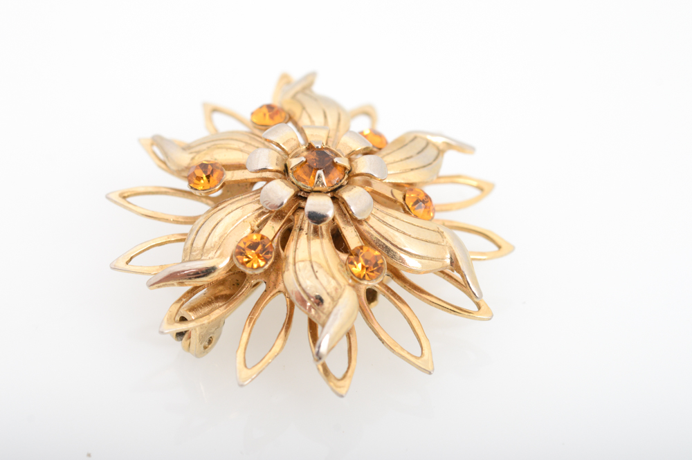 Vintage Sterling Silver and Gold Tone Brooches