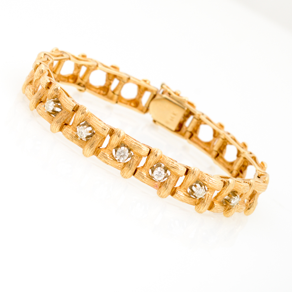 14K Yellow Gold and Diamond Bracelet