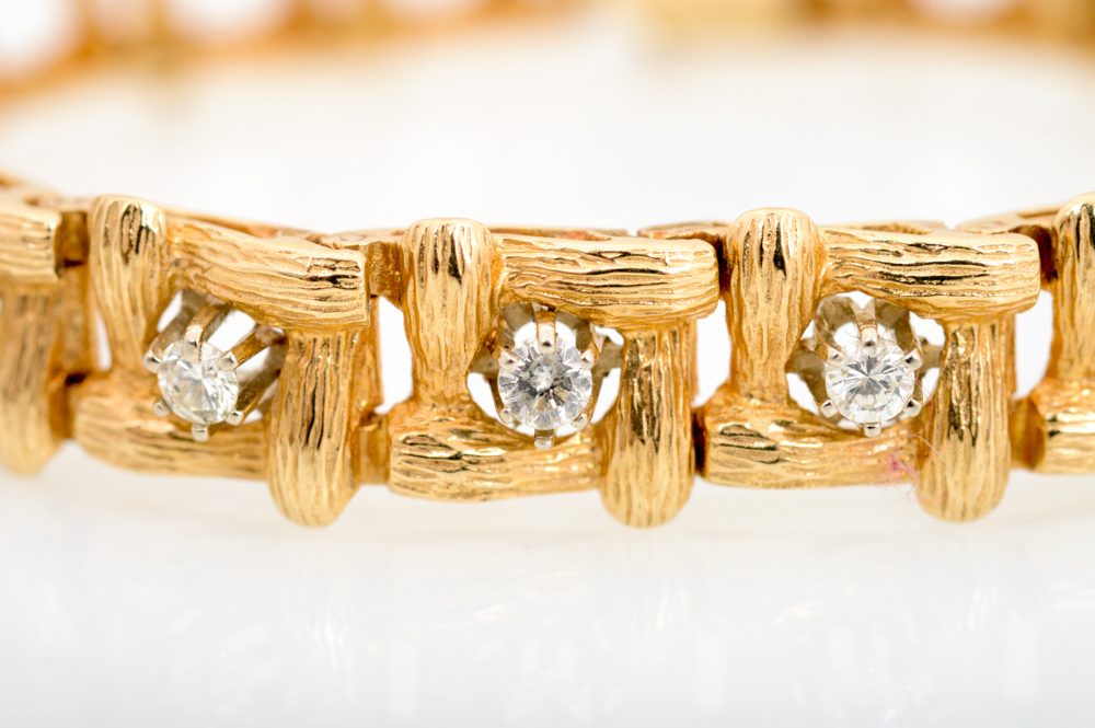 14K Yellow Gold and Diamond Bracelet