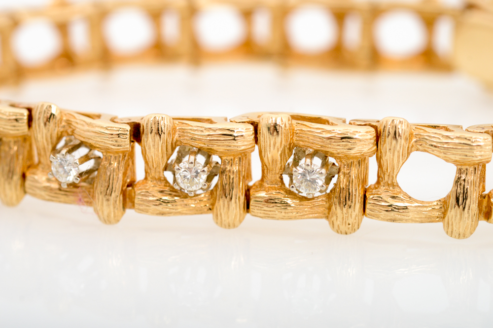 14K Yellow Gold and Diamond Bracelet