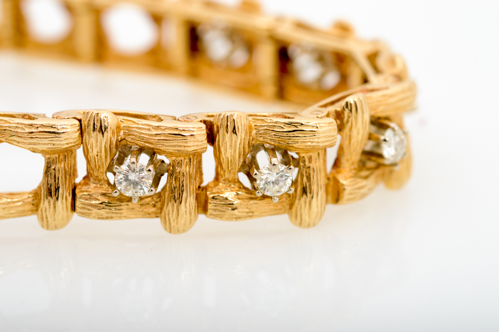 14K Yellow Gold and Diamond Bracelet