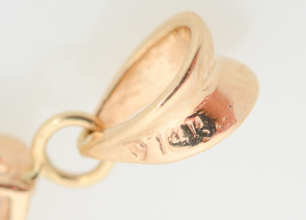 14K Yellow Gold Diamond Earrings and Pendant