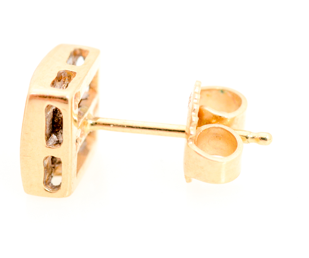 14K Yellow Gold Diamond Earrings and Pendant