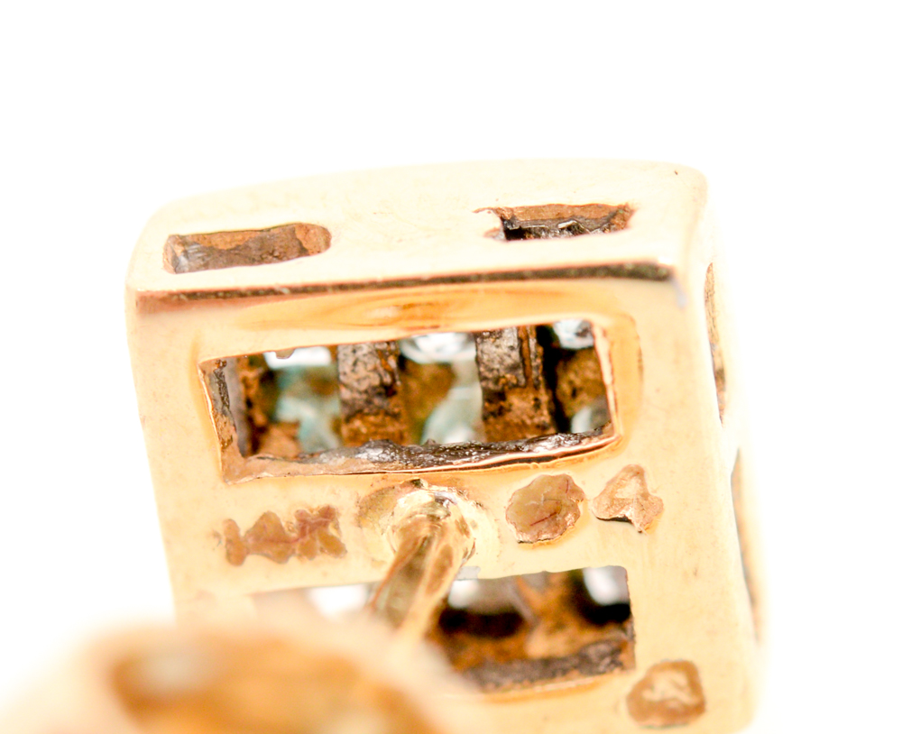 14K Yellow Gold Diamond Earrings and Pendant