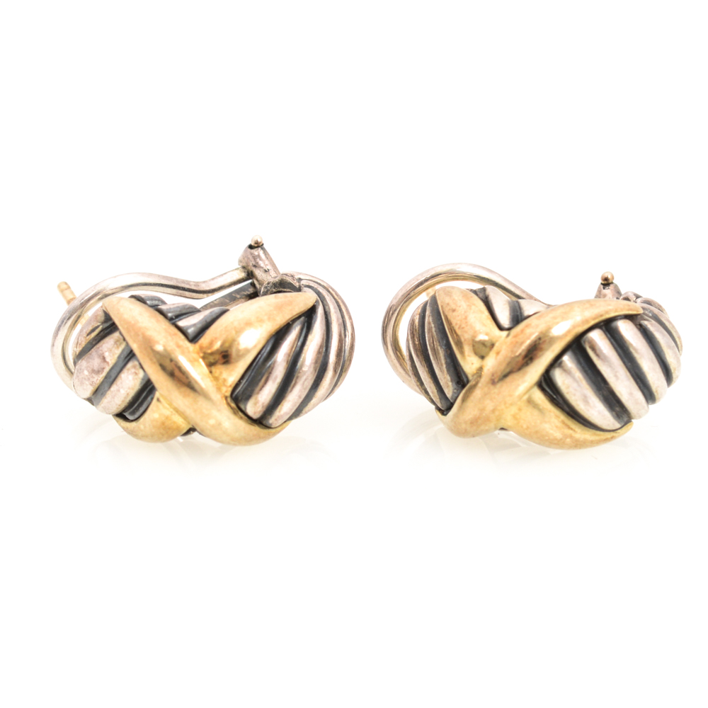 David Yurman 14K Yellow Gold and Sterling Silver Earrings