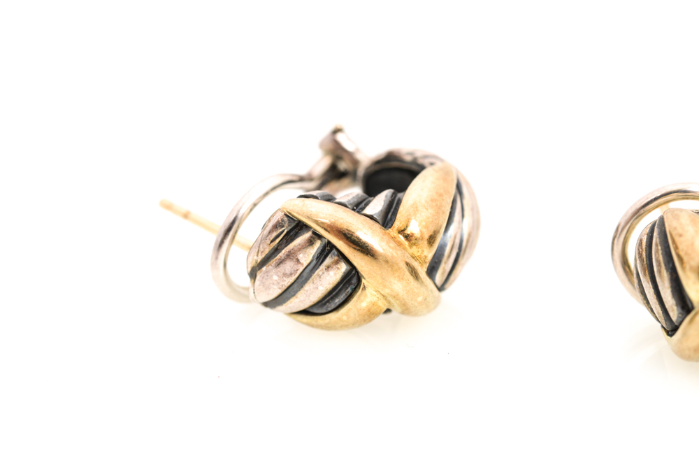 David Yurman 14K Yellow Gold and Sterling Silver Earrings