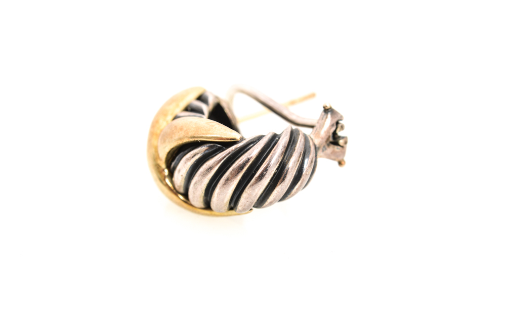 David Yurman 14K Yellow Gold and Sterling Silver Earrings