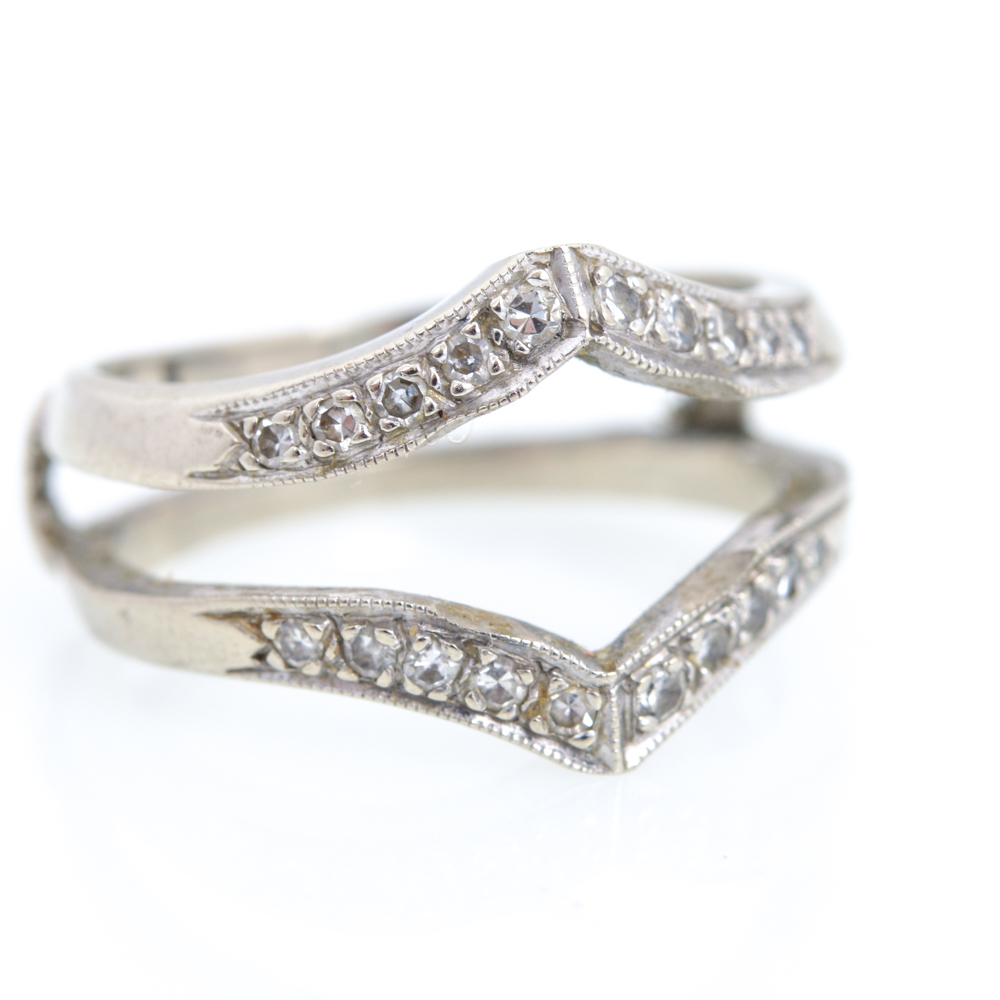 14K White Gold Diamond Wedding Ring Jacket