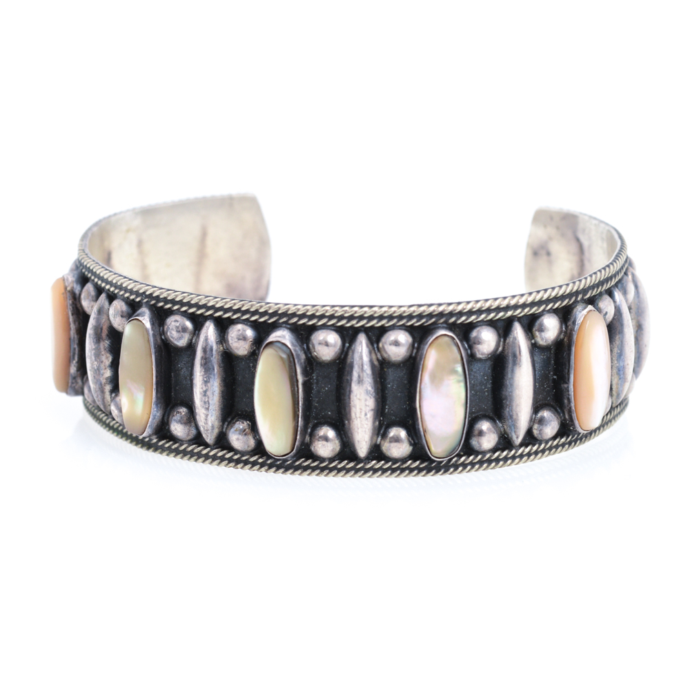 Sterling Silver and Mother of Pearl Cuff Bracelet