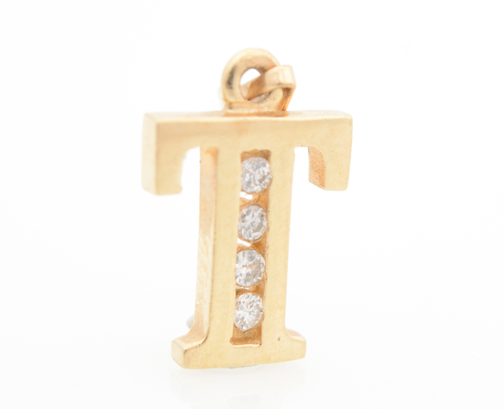 14K Yellow Gold and Diamond Charm Pendant