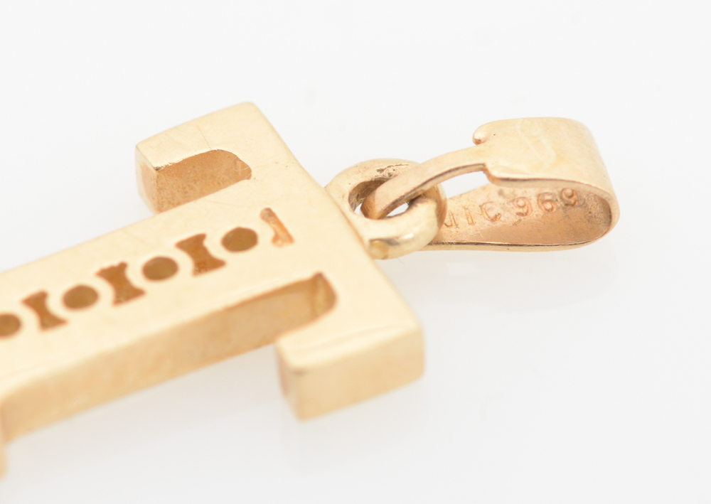 14K Yellow Gold and Diamond Charm Pendant