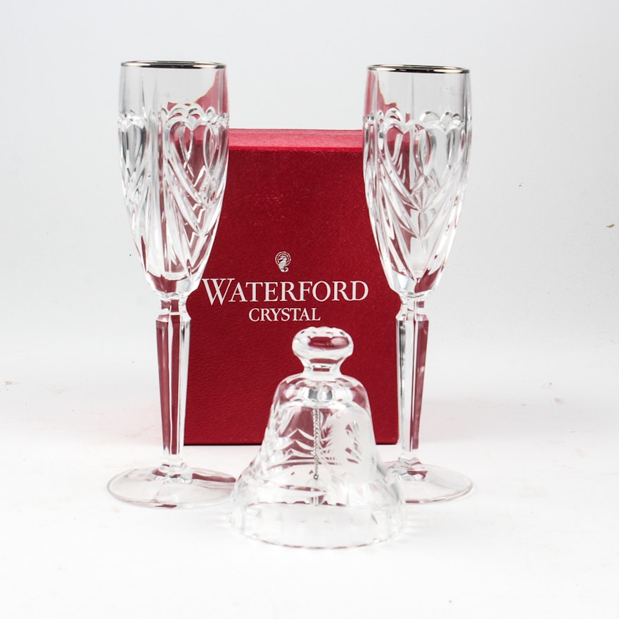 Waterford Crystal Bell and Champagne Flutes