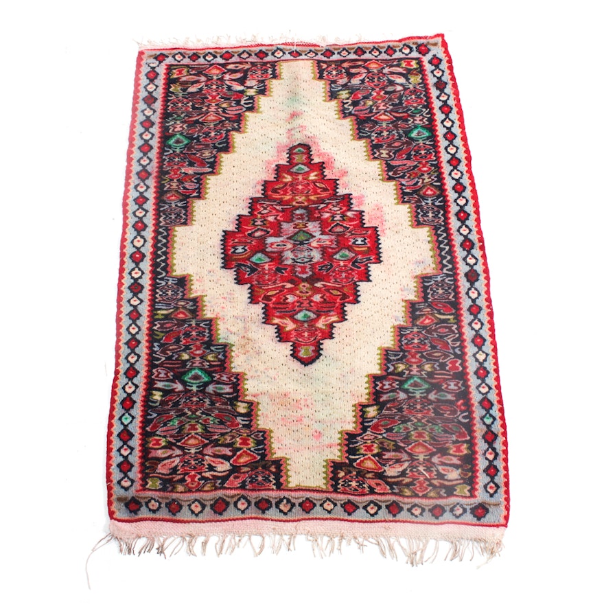 Antique Hand-Knotted  Persian Senneh Kilim Accent Rug