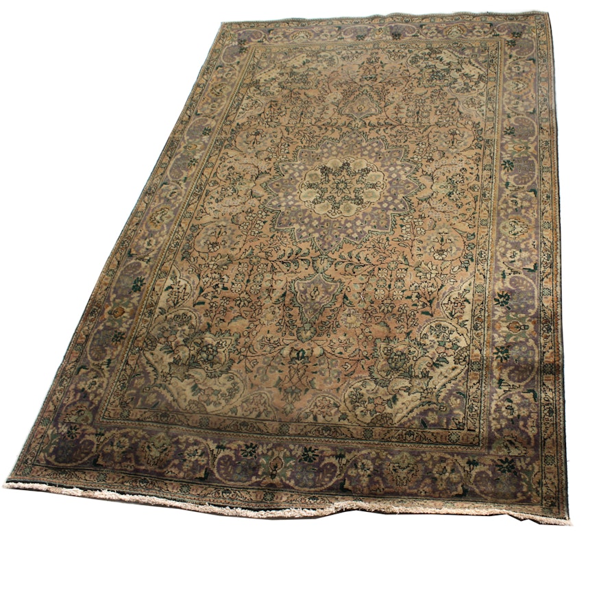 Antique Hand-Knotted Persian Hajalilli Tabriz Room Size Rug