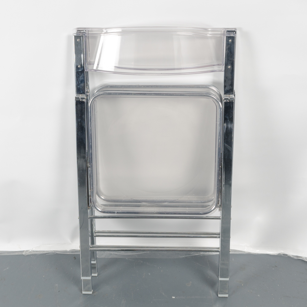 Modernist Lucite and Chrome Folding Chairs by Alston Quality Industries