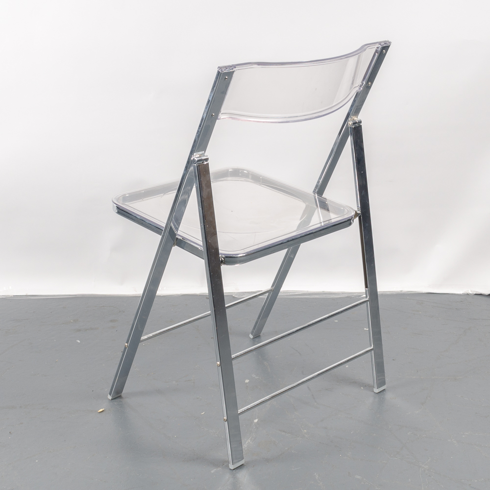 Modernist Lucite and Chrome Folding Chairs by Alston Quality Industries