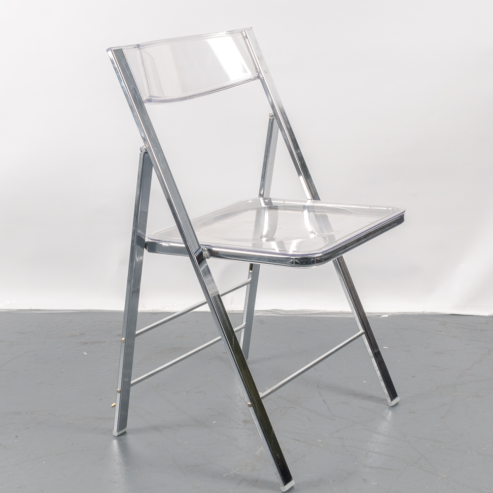 Modernist Lucite and Chrome Folding Chairs by Alston Quality Industries