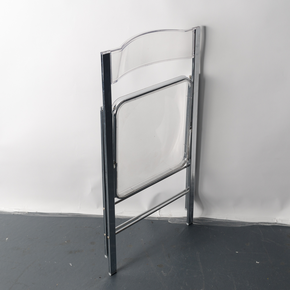 Modernist Lucite and Chrome Folding Chairs by Alston Quality Industries