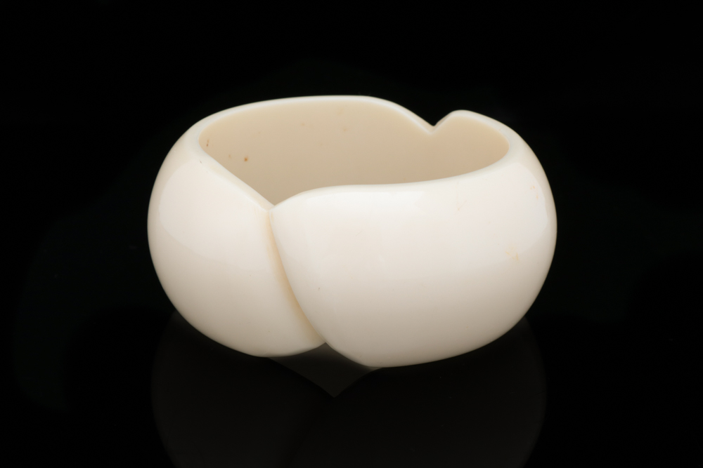 Wide Cream Toned Resin Bangle Bracelet